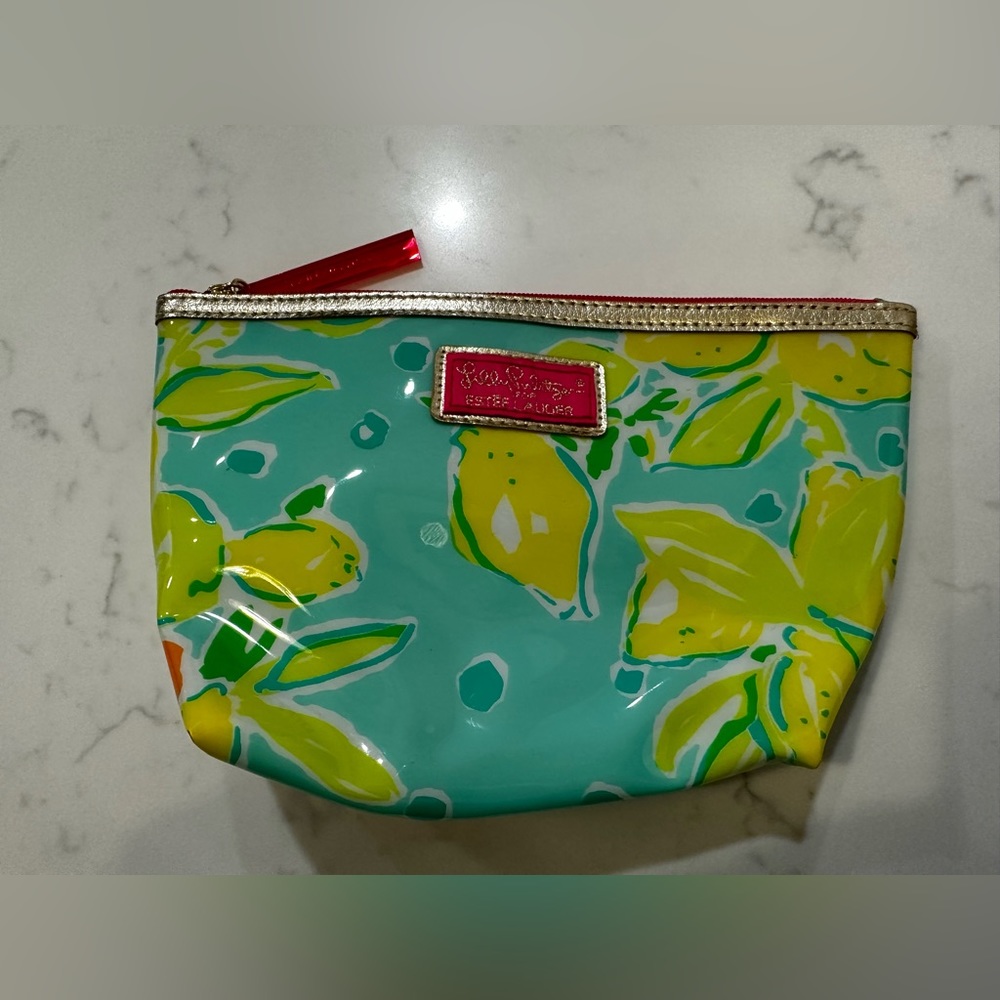 NEW Lilly Pulitzer Estee Lauder Plastic Cosmetic Makeup Purse Clutch Bag GREEN - Picture 3 of 5